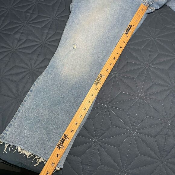 J. Crew High-Rise Crop Flare Women's Jeans Sz 32 Button Fly Stretch Raw Hem - Picture 10 of 12